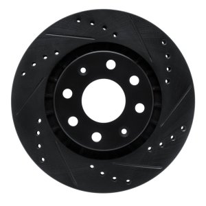 Chevrolet AVEO5 Brake Rotor (1) - Front Right - R1 Concepts - Drilled & Slotted - Black - `04-`17